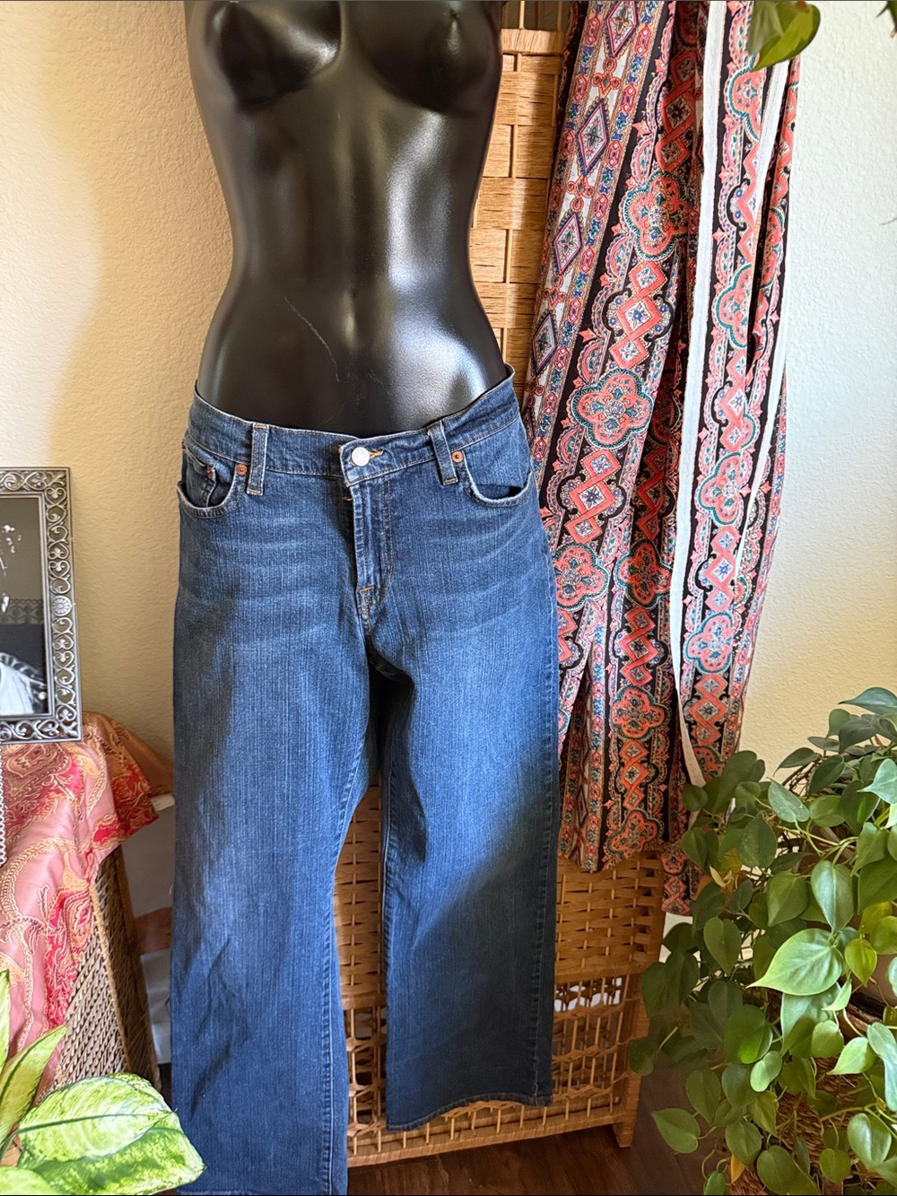 Lucky Brand Blue Denim Dungarees with Red Logo Tag